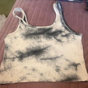 grey ribbed  tye dyed crop ton